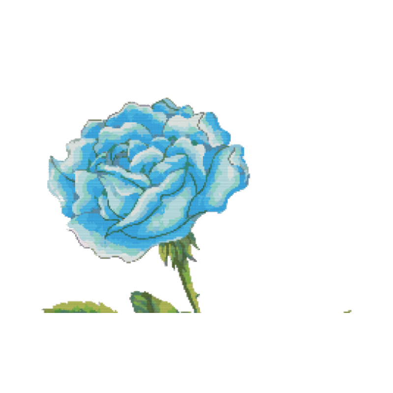 Cross Stitch Chart - Blue Rose - Flower